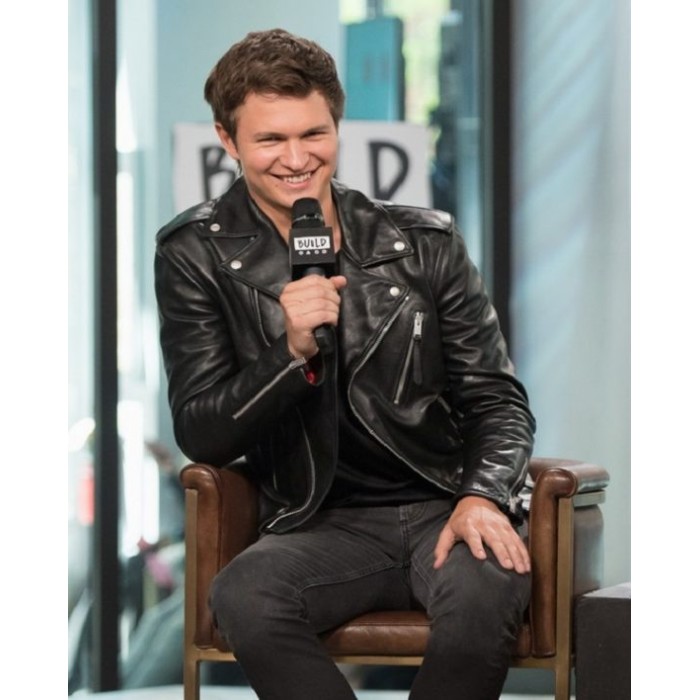 Ansel Elgort Baby Driver Black Motorcycle Leather Jacket